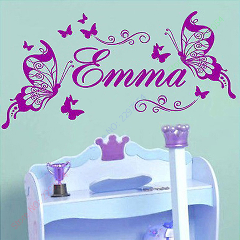 Baby Nursery Decor Girl - New Butterflies Personalized Name Vinyl Butterfly