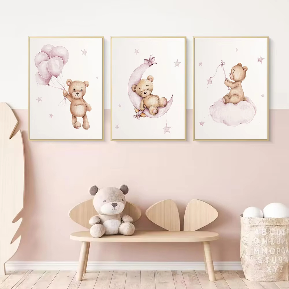Bear Nursery Wall Art Decor Te - огляд і ціна Baby Nursery Decor Girl